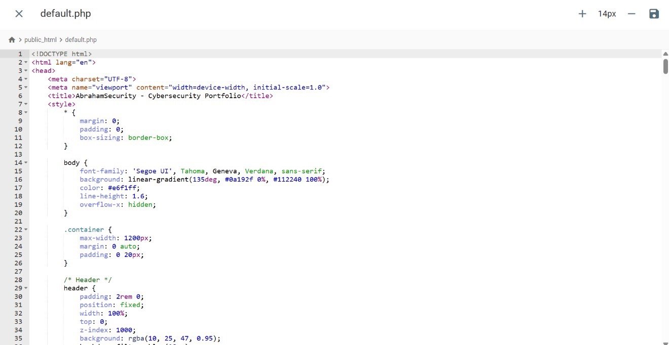 Personal Cybersecurity Portfolio Website